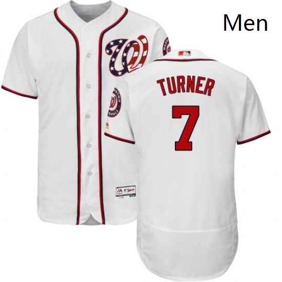 Mens Majestic Washington Nationals 7 Trea Turner White Flexbase Authentic Collection MLB Jersey